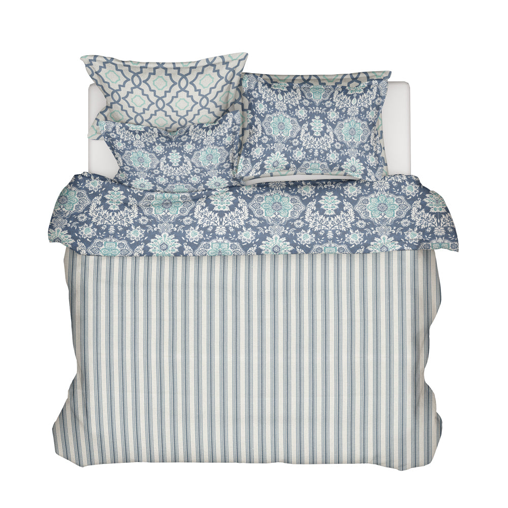duvet cover in cottage navy blue stripe