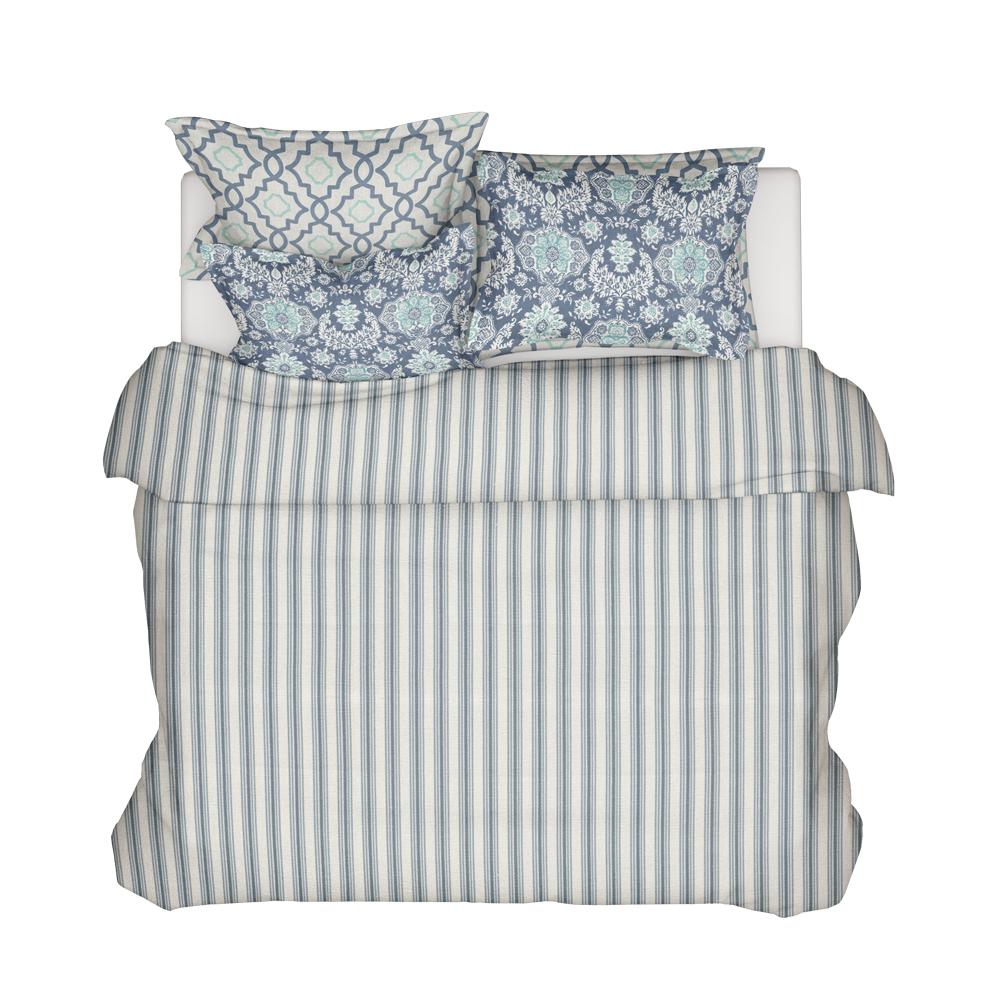 duvet cover in cottage navy blue stripe
