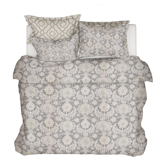 duvet cover in belmont metal gray floral damask