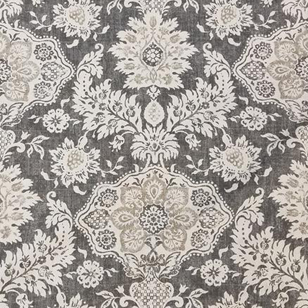 pinch pleated curtains in belmont metal gray floral damask