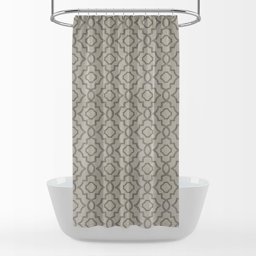 shower curtain in talbot metal gray lattice medallion