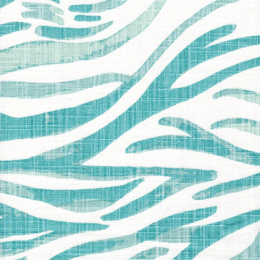 scallop valance in babur cancun blue watercolor wavy stripe