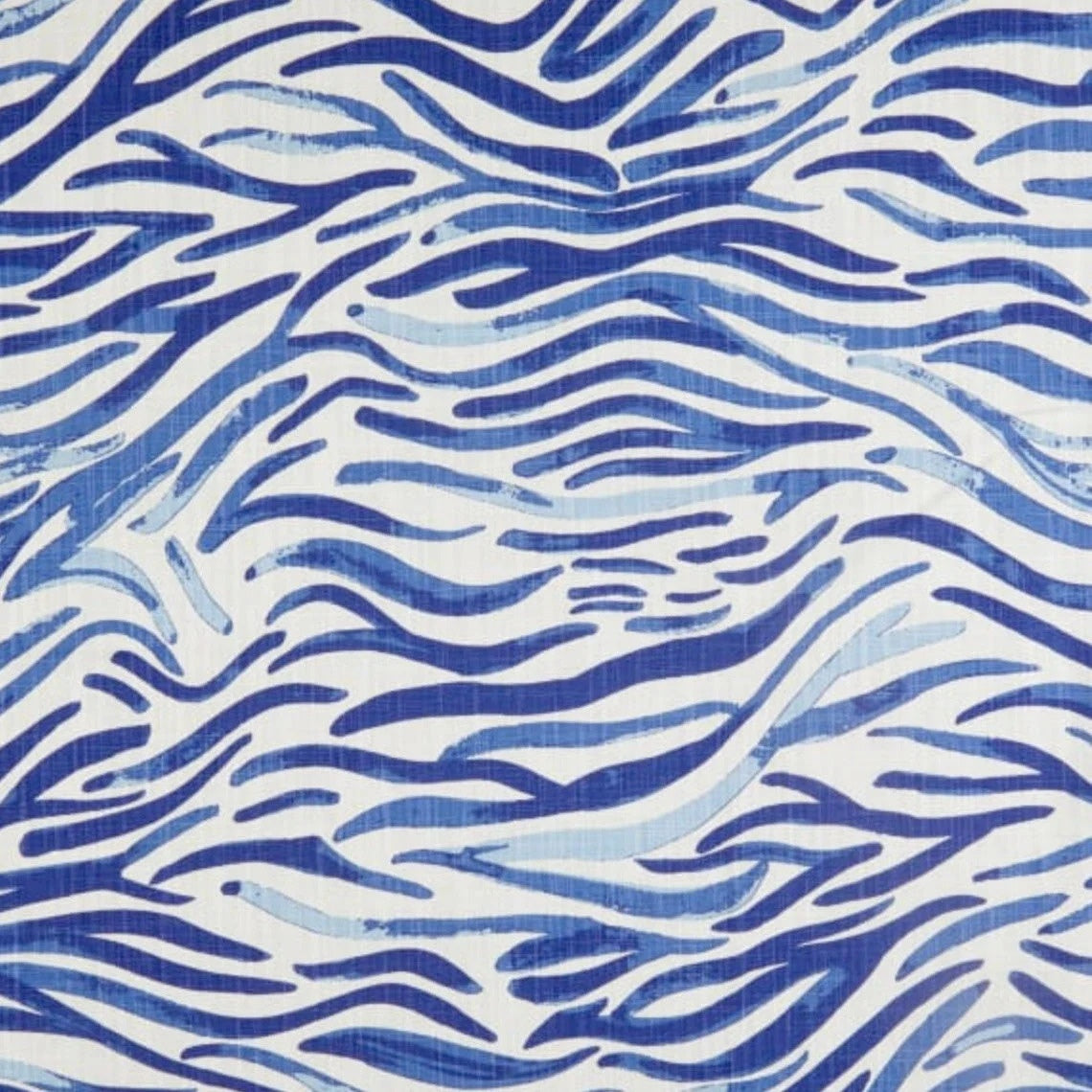 gathered crib skirt in babur commodore blue watercolor wavy stripe