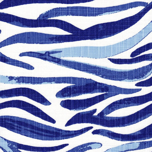 round tablecloth in babur commodore blue watercolor wavy stripe
