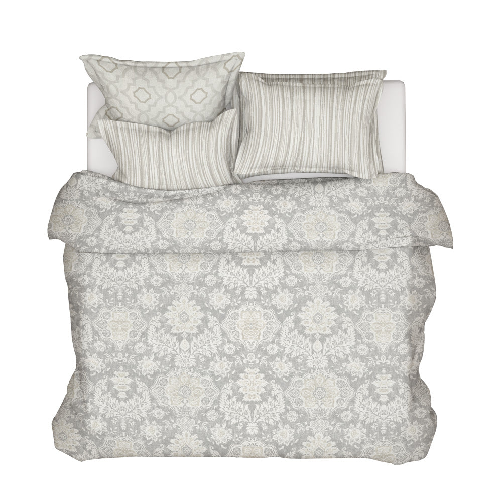 duvet cover in belmont mist pale gray floral damask
