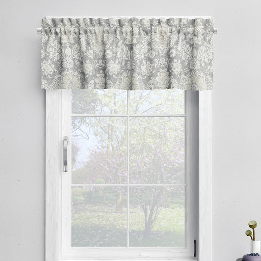 tailored valance in belmont mist pale gray floral damask