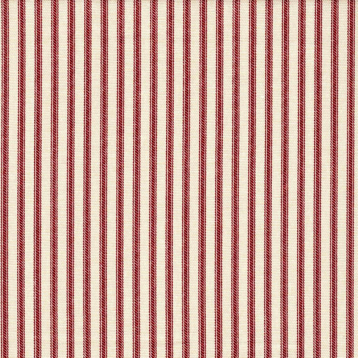 gathered crib skirt in farmhouse red traditional ticking stripe on beige