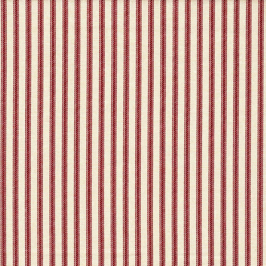 gathered crib skirt in farmhouse red traditional ticking stripe on beige