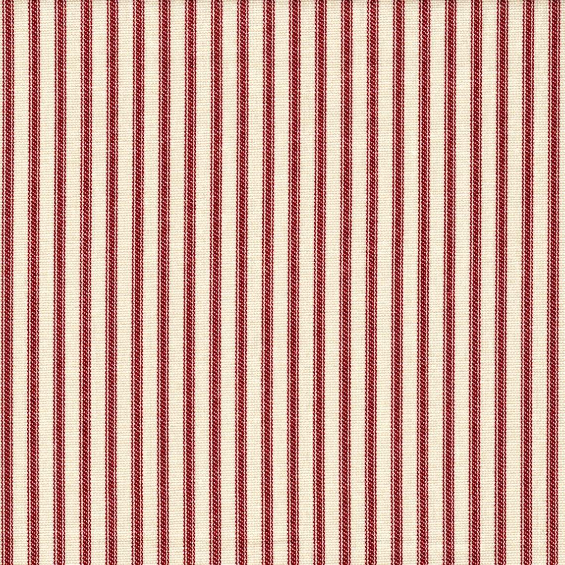 gathered crib skirt in farmhouse red traditional ticking stripe on beige