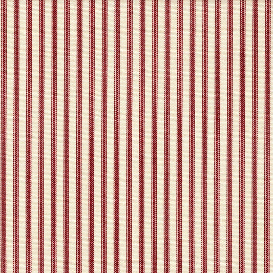 bed scarf in farmhouse red traditional ticking stripe on beige