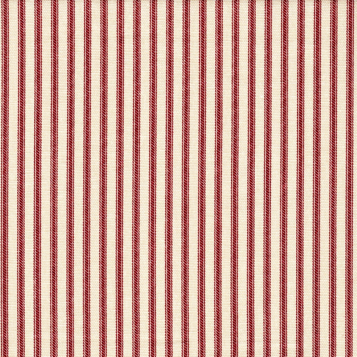 scallop valance in farmhouse red traditional ticking stripe on beige