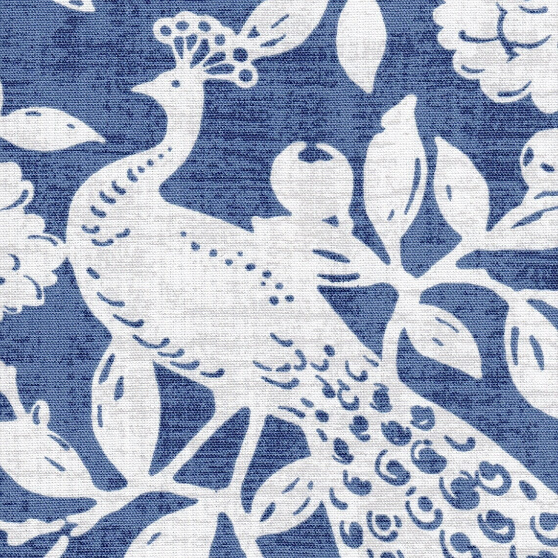 tailored tier cafe curtain panels pair in birdsong navy blue bird toile, large scale