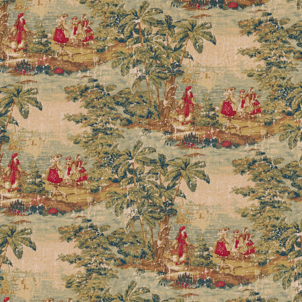 Duvet Cover in Bosporus Antique Red Toile Carolina Linens