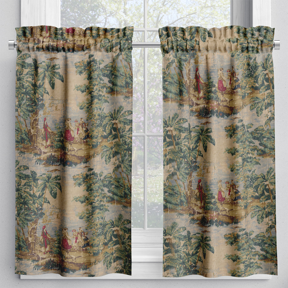 tailored tier curtains in bosporus billiard renaissance toile