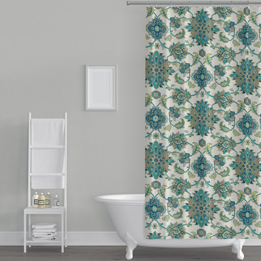 shower curtain in brooklyn ocean jacobean floral large scale