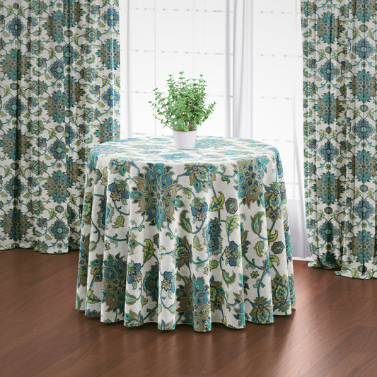 round tablecloth in brooklyn ocean jacobean floral large scale