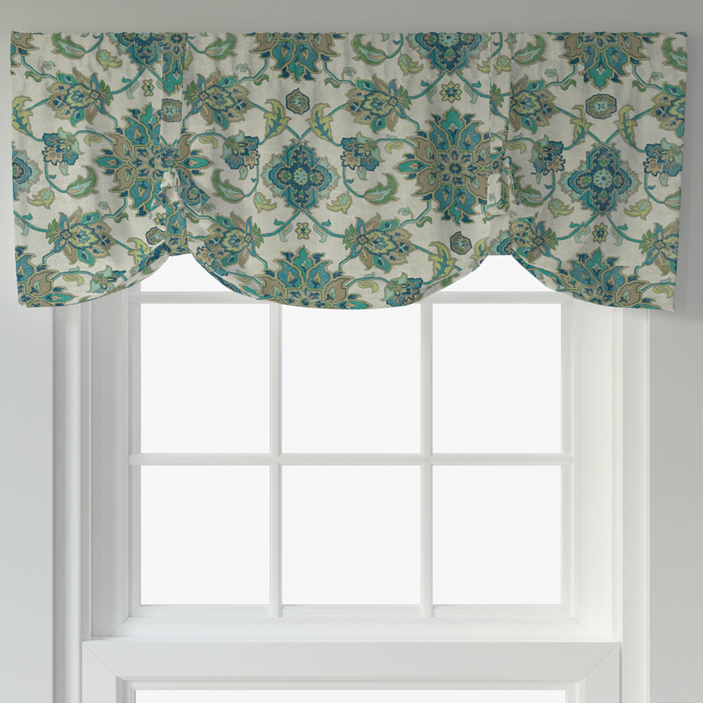 tie-up valance in brooklyn ocean jacobean floral large scale