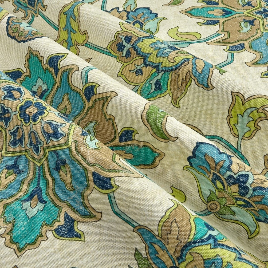 tab top curtain panels pair in brooklyn ocean jacobean floral large scale