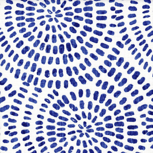 tailored crib skirt in cecil commodore blue watercolor dot circular geometric