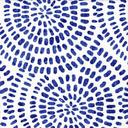 tailored valance in cecil commodore blue watercolor dot circular geometric