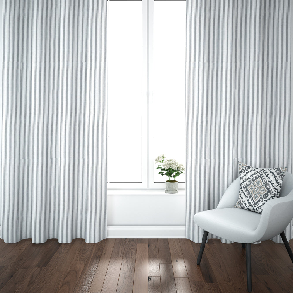 pinch pleated curtain panels pair in classic black ticking stripe on white