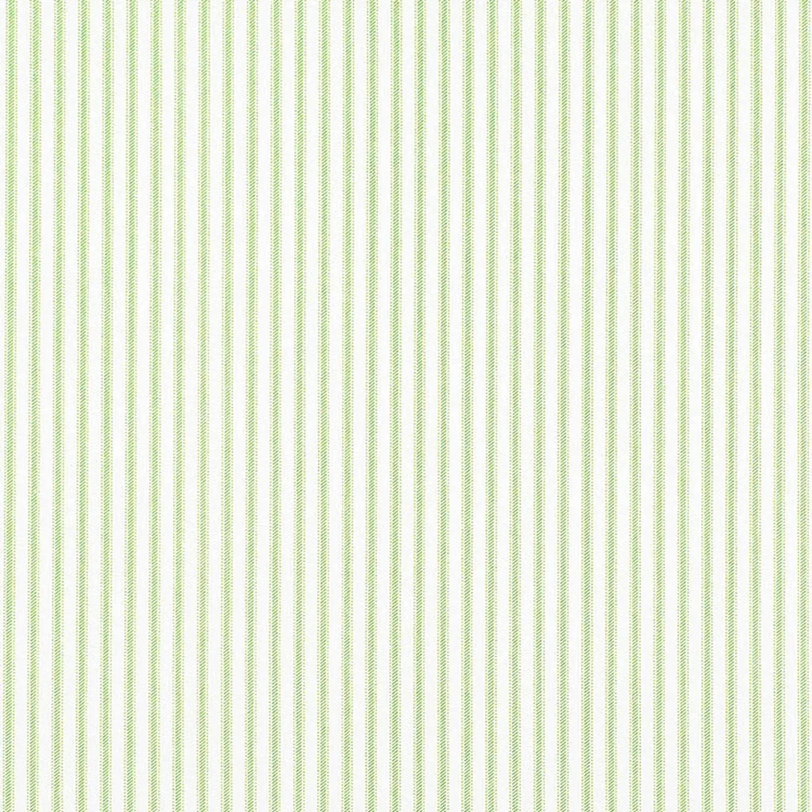 tailored bedskirt in classic kiwi green ticking stripe on white