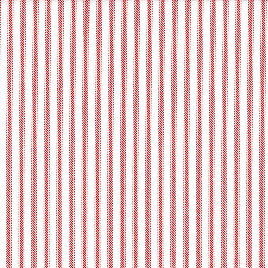 round tablecloth in classic lipstick red ticking stripe on white