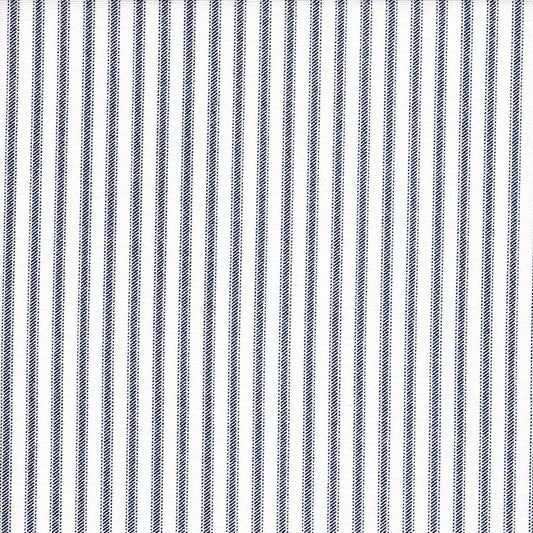 tie-up valance in classic navy blue ticking stripe on white