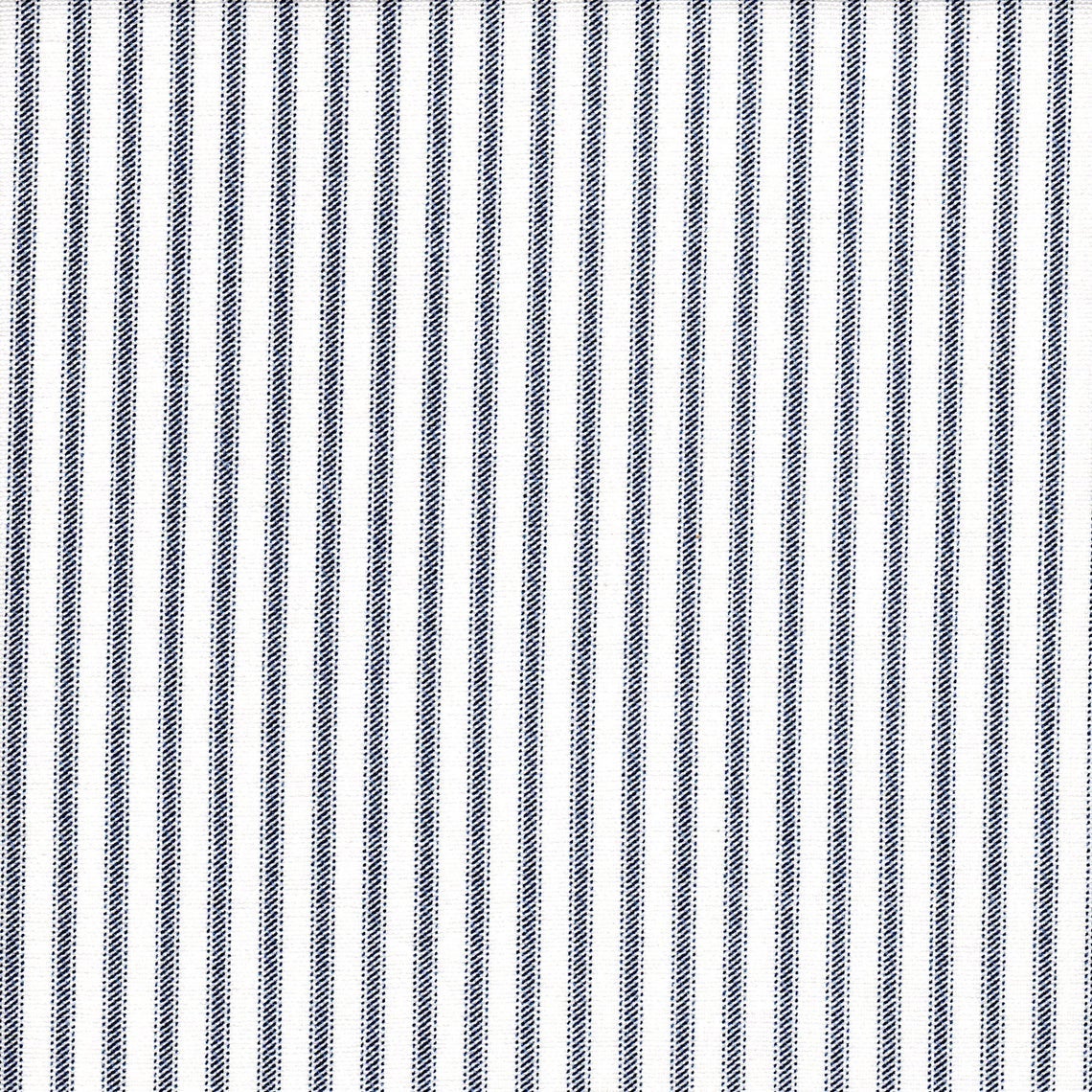 bed scarf in classic navy blue ticking stripe on white
