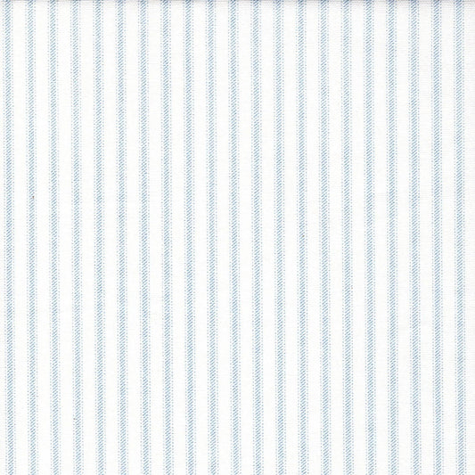 shower curtain in classic pale blue ticking stripe