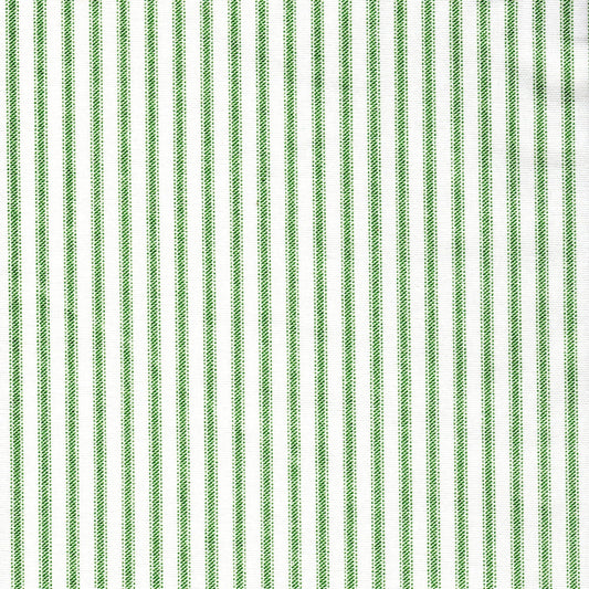 tailored tier curtains in Classic Pine Green Ticking Stripe on White