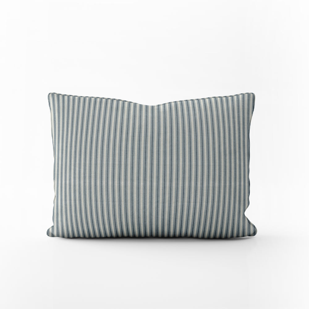 decorative pillows in cottage navy blue stripe oblong 16" x 12"