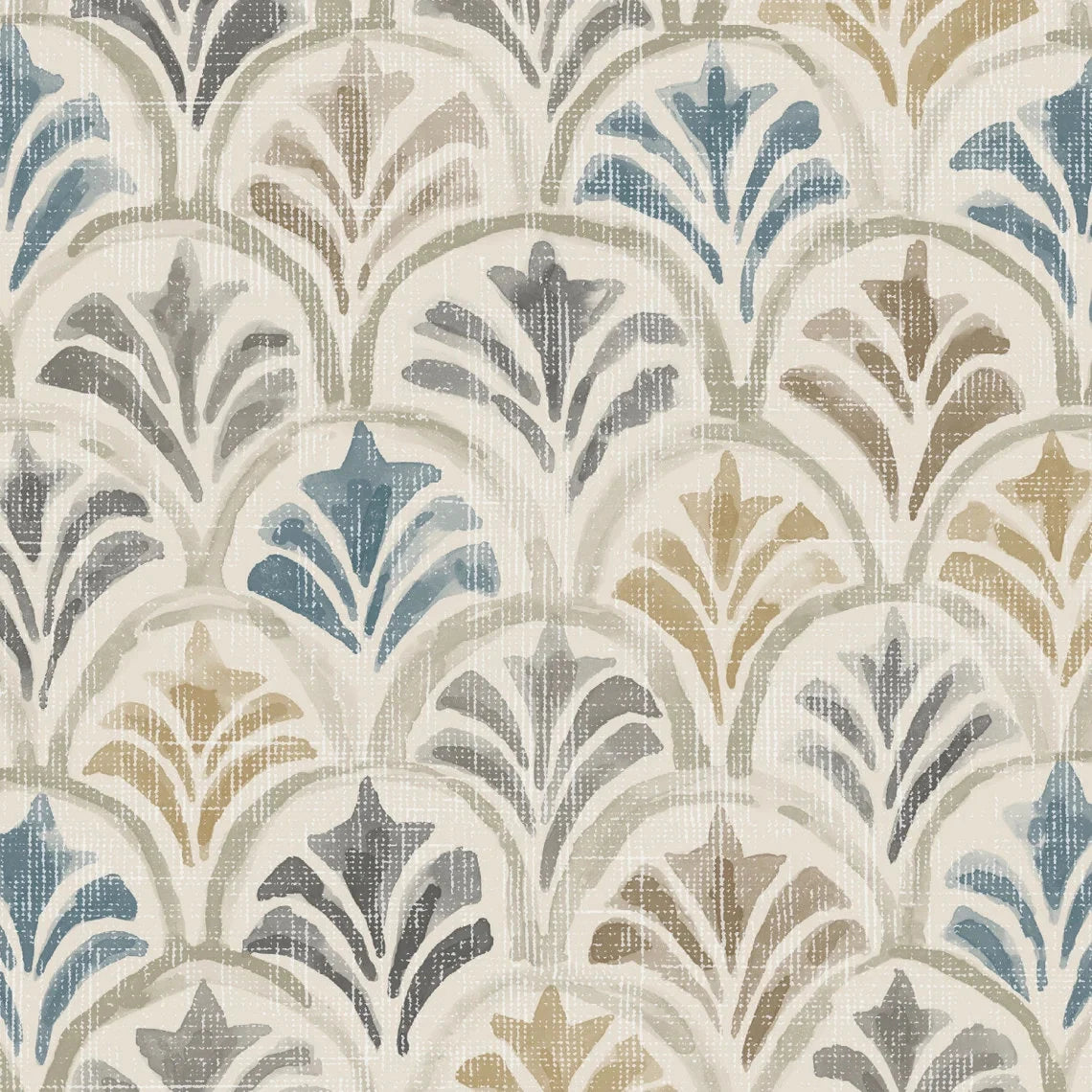 Bed Runner in Countess Harbor Blue Scallop Watercolor