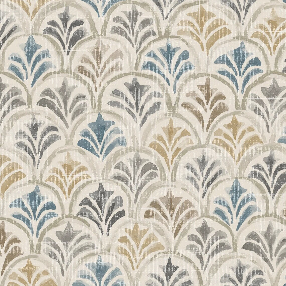 Bed Runner in Countess Harbor Blue Scallop Watercolor