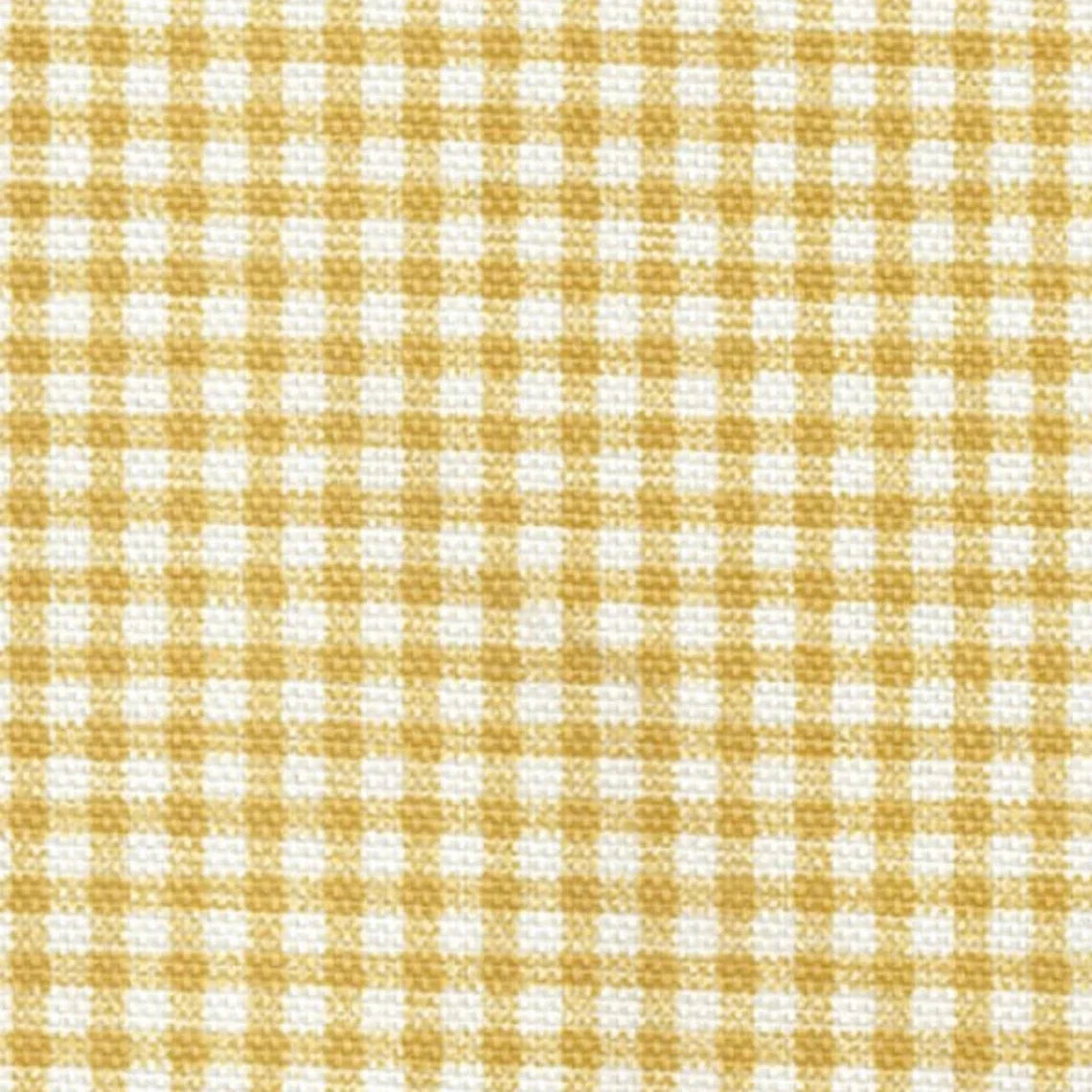 scalloped valance in farmhouse barley yellow gold gingham check