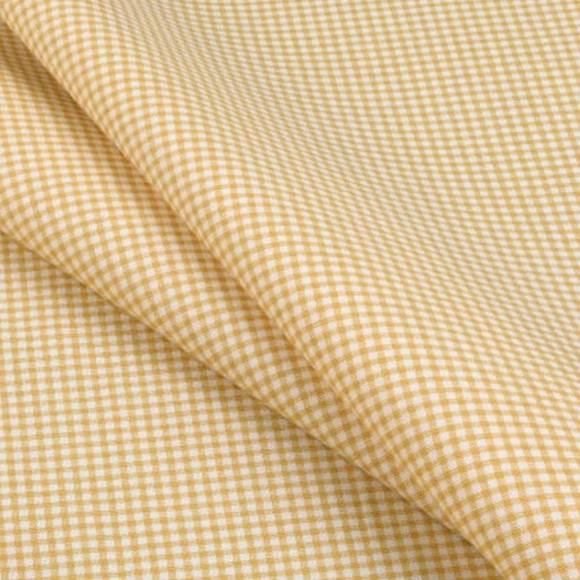 Gathered Crib Skirt in Farmhouse Barley Yellow Gold Gingham Check
