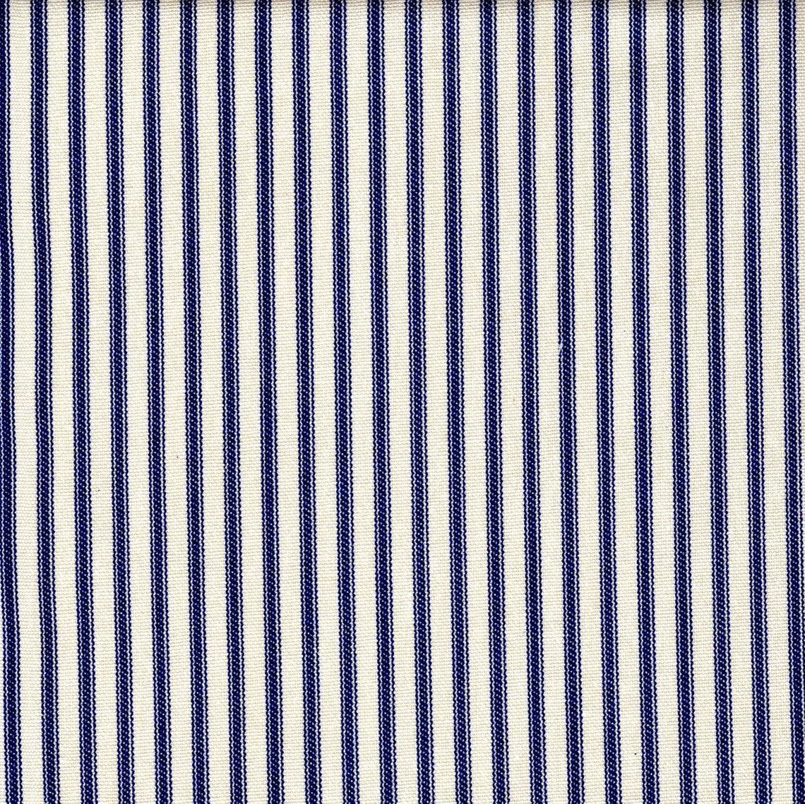 tie-up valance in farmhouse dark blue ticking stripe on cream