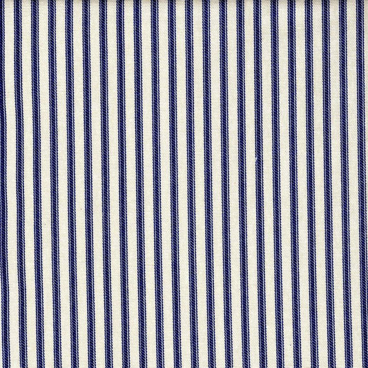 gathered crib skirt in farmhouse dark blue ticking stripe on cream