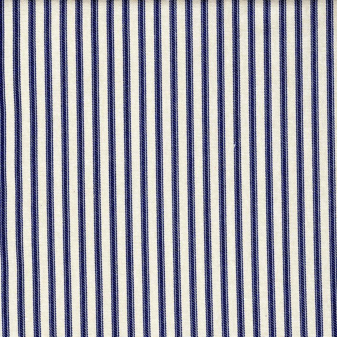 tailored crib skirt in farmhouse dark blue ticking stripe on cream