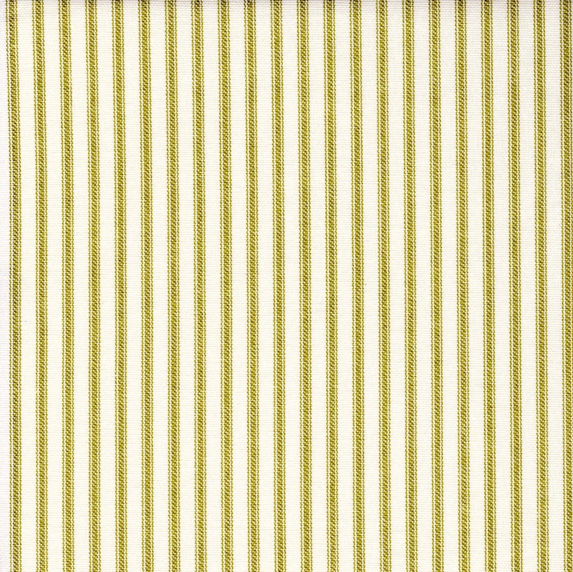 gathered bedskirt in farmhouse meadow green ticking stripe on cream