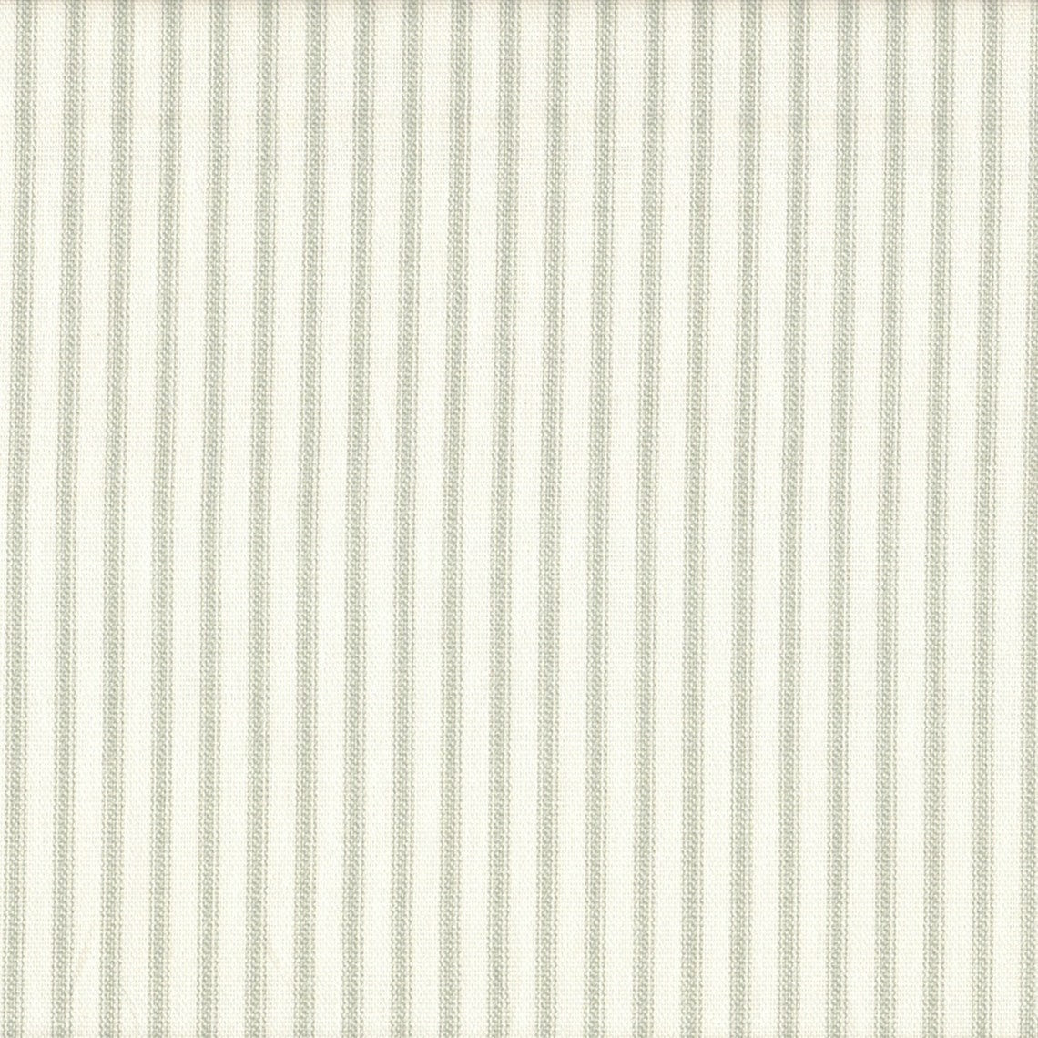 tailored bedskirt in farmhouse pale sage green ticking stripe on cream