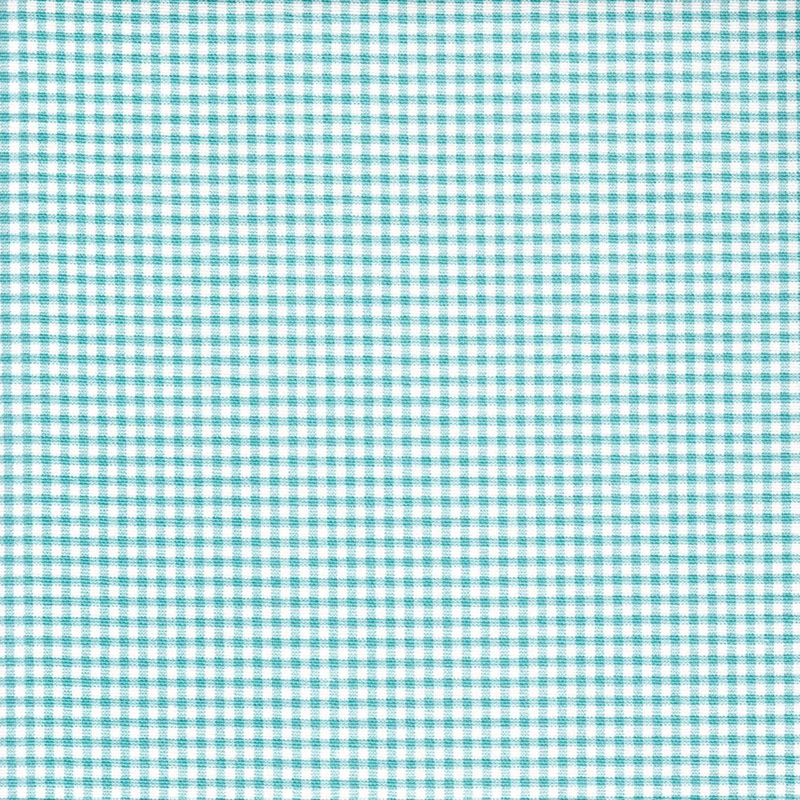 gathered crib skirt in farmhouse turquoise blue gingham check on cream