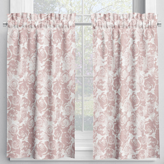 tailored tier cafe curtain panels pair in farrah blush floral