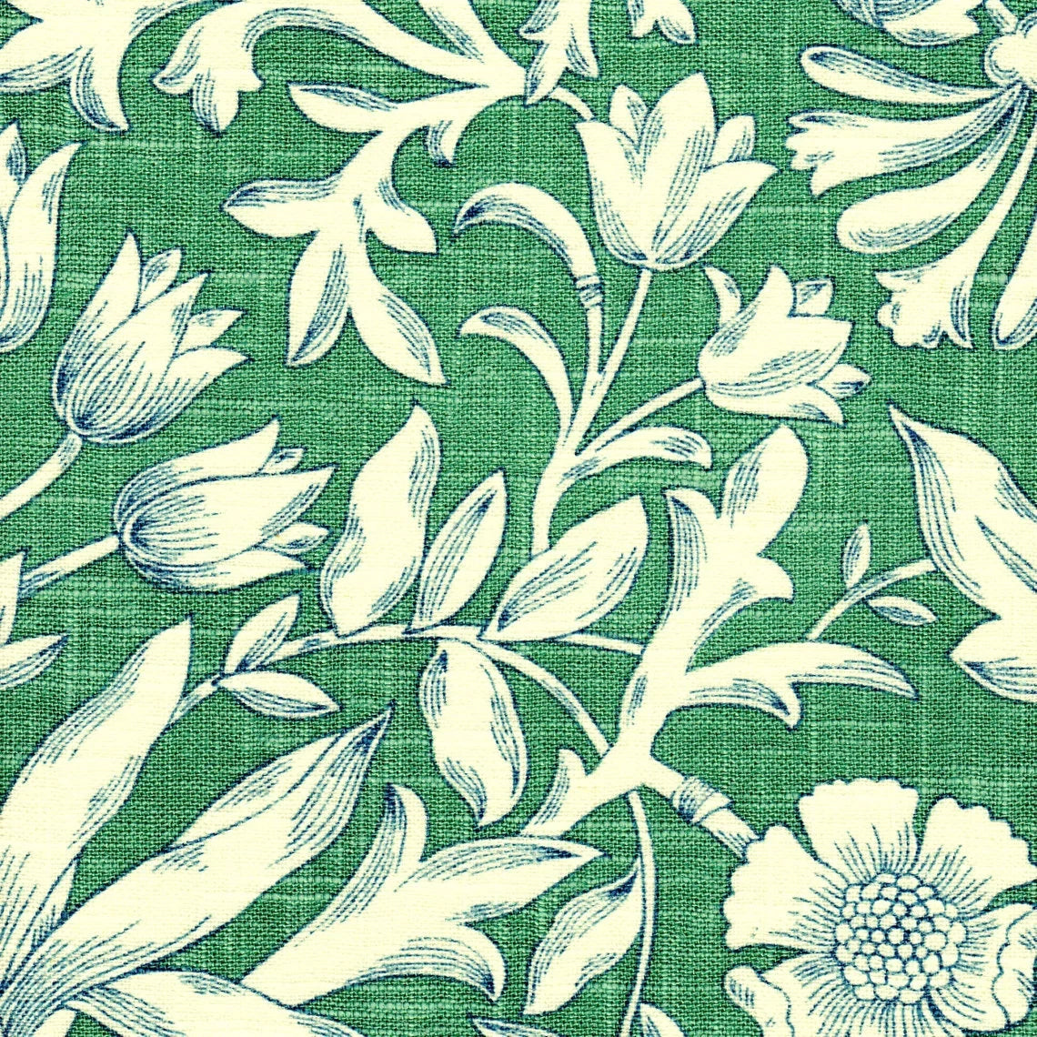 bed scarf in flourish verdura green floral damask