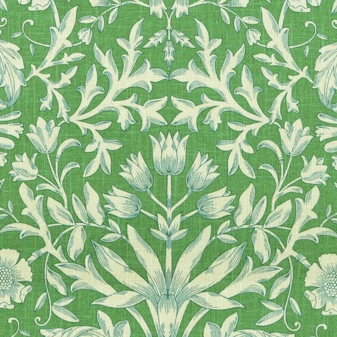 round tablecloth in flourish verdura green floral damask