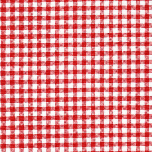 Shower Curtain in Lipstick Red Large Gingham Check on White