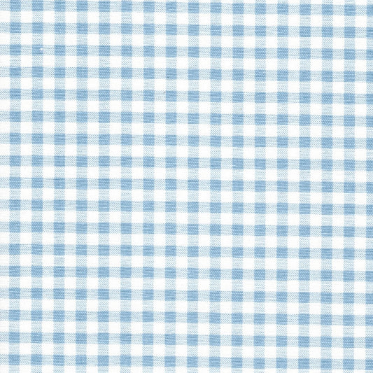 Pinch Pleated Curtains in Weathered Blue Large Gingham Check on White