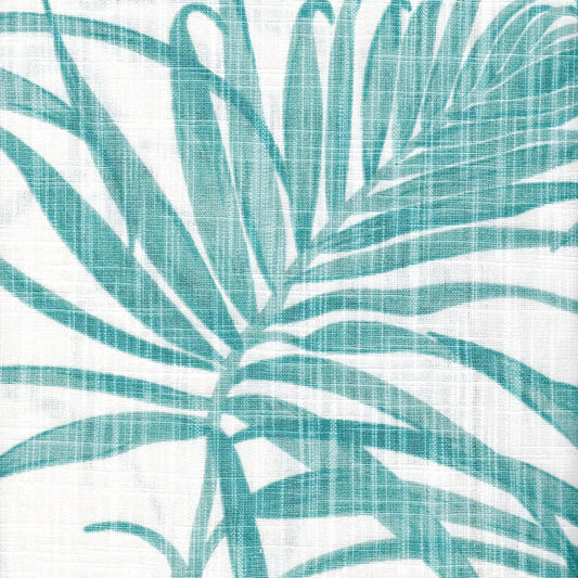 pinch pleated curtains in karoo cancun blue watercolor tropical foliage