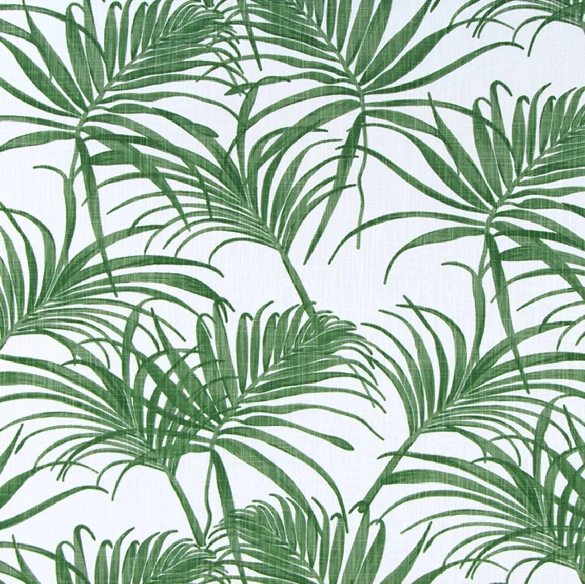 gathered bedskirt in karoo fairway green watercolor tropical foliage