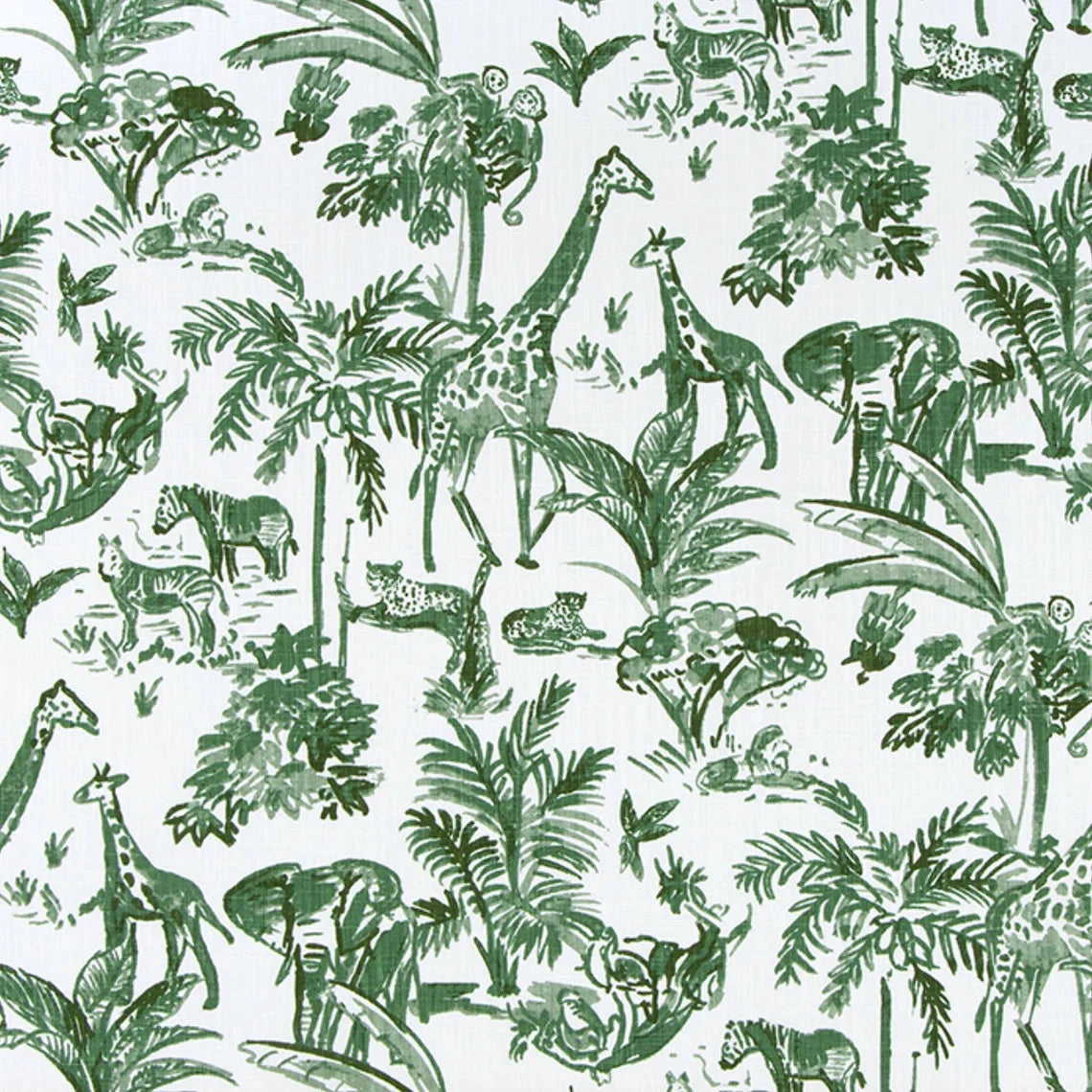 tab top curtains in meru fairway green safari animal toile